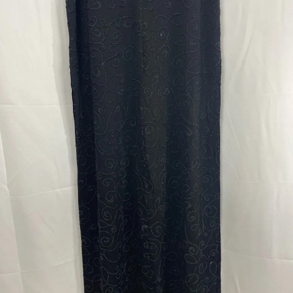 ALEXIA ADMOR Black Stretch Knit HIGH NECK Sleeveless BEADED Maxi Bodycon Dress M - Picture 8 of 11